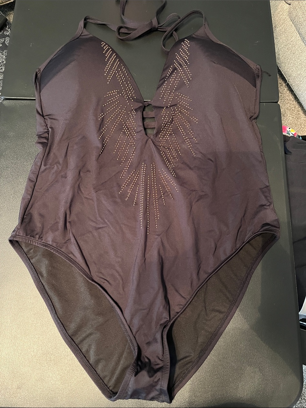 Kenneth Cole Black One-Piece Swimsuit with Halter Neck Size XXL